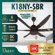 KDK Moshon Series KDK K18NY-SBR 70" 6 Blades 9 Speed DC Motor Remote Control Dark Brown Ceiling Fan Kipas Siling Syiling