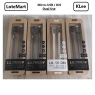 [ReadyStock] KLee 100% Original (K006) 2-In-1 IOS / Micro USB Weave Data Fast Charging Cable for iPh