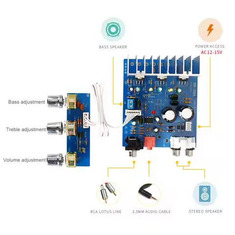 ABFKL TDA2030 15W+15W+30W 2.1 Channel Amplifier Audio Board Subwoofer Amplifier Bass Output for Spea