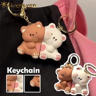 ChicHaven พวงกุญแจแม่เหล็กรูปหมีการ์ตูน2ชิ้นพวงกุญแจคู่รักห้อยกุญแจห่วงโซ่เครื่องประดับงานปาร์ตี้ของ