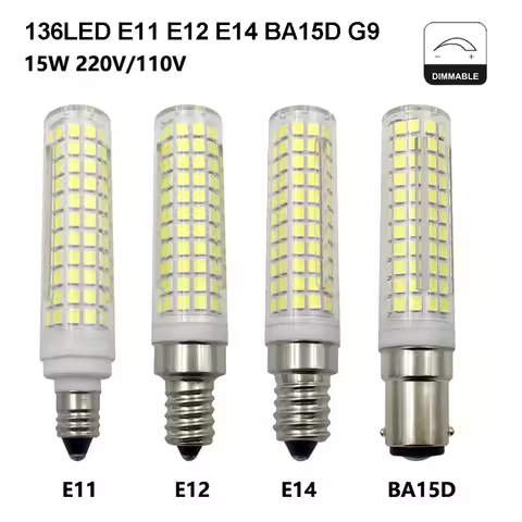 Dimmable E14 E12 E11 BA15D G9 LED Corn Crystal Chandelier Light LED Bulb Source LED Ceramic Lamp 136