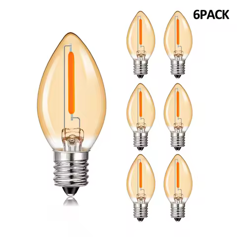 6pcs Vintage Candle Led Bulb E14 E12 0.5W C7 Decorative Warm White Lava Light Lamp Replacement Led C