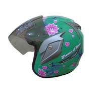 VIRTUE Helm SNI Half Face Wanita Cewek Perempuan Remaja Dewasa Motif Bunga Flower Original Kaca Anti
