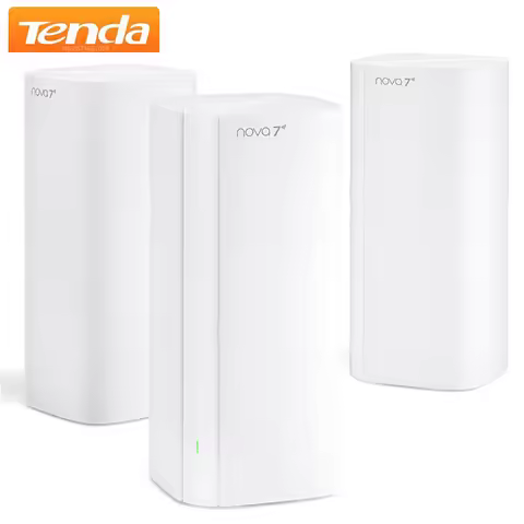 Tenda BE5100 WiFi 7 Mesh WiFi System Dual-Band Whole-Home Coverage 6600 Sq. Ft Gigabit Ports EasyMes