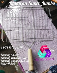 MS 6 PCS Alat Bakaran Jepit SUPER JUMBO Panggangan Ikan Ayam Gagang Kayu