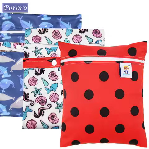 Pororo Waterproof Reusable Nappy Bags Pocket Wet Bag PUL Travel Baby Nappy Mini Size Wet Dry Bags We