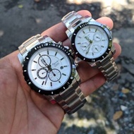 Ac 6141 Mc. ( 4.7 Cm N 3.5 Cm) Silver Plat Putih Jam Tangan Couple