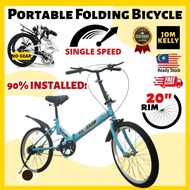 JOM KELLY 20" Folding Bicycle Single Speed Brake 80% Install Basikal Family Bike NO GEAR