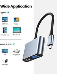 2 合 1 鋁合金 USB C 型轉 HDMI VGA 集線器  gspckp 2 in 1 Aluminum Alloy USB Type C to HDMI VGA Hub