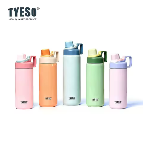 Tyeso Stainless Steel Sports Water Bottle Insulated Leak-Proof Portable Fitness Flask for Outdoor Wo