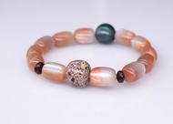 日月同輝 金太陽銀月光共生礦石 +大漆珠手串