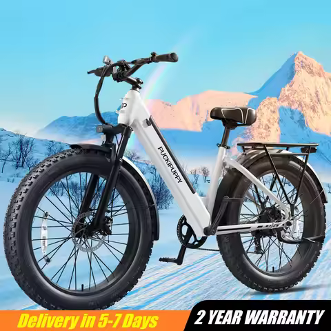 PUCKIPUPPY Samoyed Electric Bike for Adults 960W Peak 48V 15AH Electric Bicycle 26" Fat Tire Commute