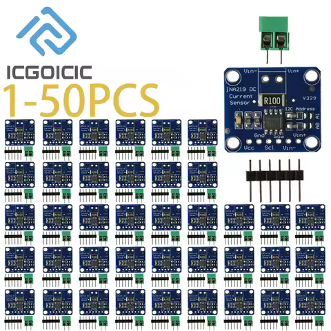1-50PCS INA219 I2C Bidirectional Current Sensor Module DC 0-26V ±3.2A Power Monitor, 0.1% Shunt for 