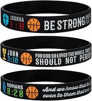 Sainstone Basketball Bible Silicone Bracelets with Inspirational Scriptures - Joshua 1:9, John 3:16,