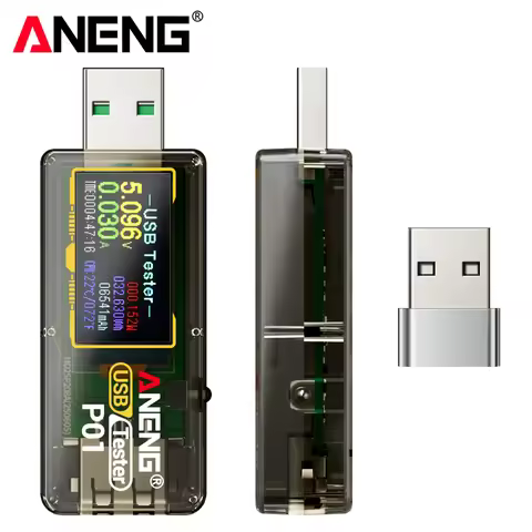 ANENG P01 USB Tester 4-30V Voltage Current Power Meter Capacity Energy Monitor with Temperature No B