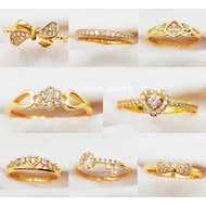 [VJ]Cop916 Ring “CZ Creative Minimalist” <R19> 999.9 Gold Plated Ring{Cincin Permata Perempuan}