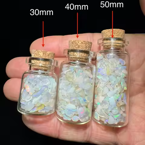 Natural Polished Colorful Ethiopia Opal Gravel Bottle Gem Mineral Healing Quartz Crystal DIY Home De