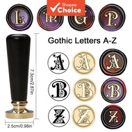 Gothic Series Wax Seal Stamp, Copper Head with Black Wooden Handle, 26 Letters A-Z Available, for Bo