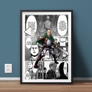 Perilla-อะนิเมะญี่ปุ่น "Attack On Titan" Erwin Smith ผ้าใบพิมพ์โปสเตอร์การ์ตูนจิตรกรรมฝาผนังภาพสีน้ำ