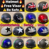 BUY 1 HELMET FREE 1 VISOR MHR III Steng Kura Kura Half Cut Helmet MHR Design Helmet TOPI KELEDAR MHR helmet MHR 3