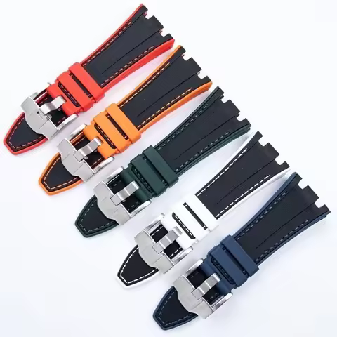 28mm Two-Color Silicone Watch Strap for Audemars Piguet Royal Oak AP 15710/15703/26470/26480/16170/2