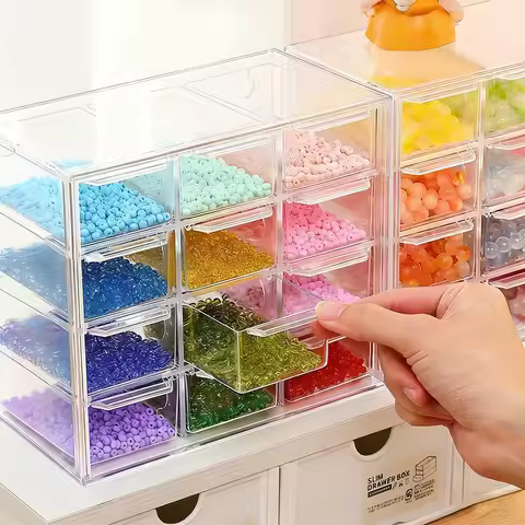 1pc Drawer Style 6-Grid/9-Grid/12 Grid Bracelet Jewelry Storage Box desktop Jewelry Stationery Lipst