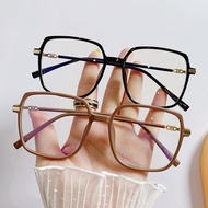 Large Frame Plain Glasses Frosted Brown Plain Face Trendy Glasses Frame Student Anti-Blue-50-100-150