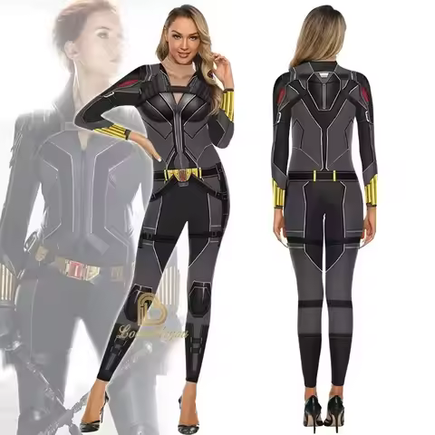 2025 New Halloween Film Black Widow Cosplay Costume Superhero Scarlett Johansson Jumpsuits Halloween