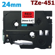 ℗☃﹉【Malaysia Spot】 24mm Tze451 Black on Red for Brother PTouch Label Tape 8M Length TZe-451 TZ-451 T