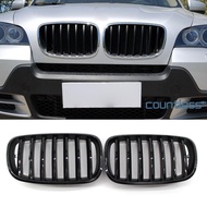 1 Pair Kidney Grille Gloss Black Front Kidney  Double Grill for BMW E70 X5 E71 X6 2007-2013 Car Accessories Coupe [countless.sg]