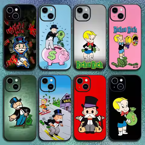 Cartoon Luxury Dollar MonopolyS Phone Case For IPhone 17 12 13 14 15 16Pro Max Plus Classic black so