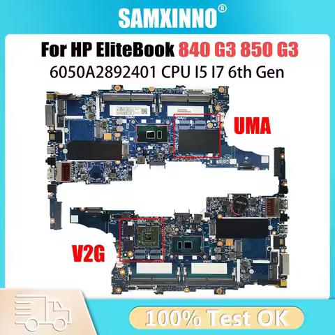 For HP Elitebook 840 G3 850 Laptop Motherboard 6050A2892401 i5 i7 6th Gen 903741-601 918315-601 9175