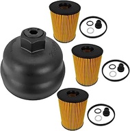 2.5L Engine Oil Filter Housing Cover Cap Assembly & 3 Pack Oil Filters Fit for Hyundai Santa Cruz Sa