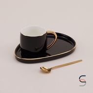 SARABARN Cup with Dessert Plate | ชุดแก้ว พร้อมจานขนม ขอบสีทอง