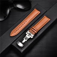 Calfskin Leather Watchband for 18mm 20mm 22mm 24mm Soft Material Watch Band Wrist Strap Stainless Steel Butterfly Buckle Citizen Watch straps Watch Strap Replacement