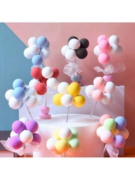 8入組氣球蛋糕插旗杯子蛋糕裝飾,馬卡龍彩色快樂生日慶祝派對嬰兒淋浴甜點裝飾,婚禮用品禮品