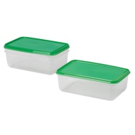 (IK) PRUTA Food container, transparent/green, 1.9 l