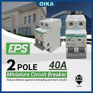 [SIRIM] EPS 2 Pole MCB 10-63 AMP Electric Miniature Circuit Breaker DIN Rail Installation