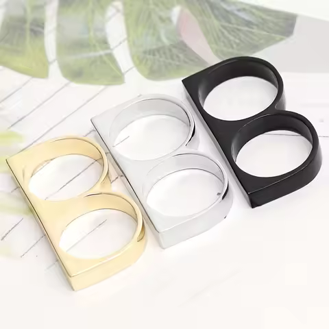 Punk Men Two Finger Rings Hip Hop Alloy Brass Knuckles Ring Fashion Jewelry Accessories