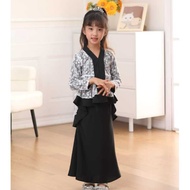 Baju Raya Budak Perempuan Kebaya Budak Baju Kurung Moden Hitam Fuchsia Hot Pink Oren Bata