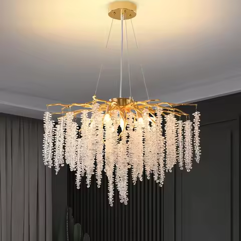 MSSIAN 9-Light Modern Luxury Chandelier - 23.7" Hanging Ceiling Fixture with Golden Tree Branch Desi