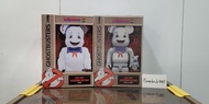 全新現貨 收消費券 bearbrick be@rbrick stay puft marshmallow man costume ver. white chrome ver. 著衫版 電鍍版 棉花糖 棉花糖怪 棉花糖鬼 捉鬼敢死隊 400％ 4+1 Set of 2 1000％