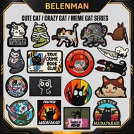 PH002 Cute Cat Hook & Loop Patch | Cartoon Cat Tactical Patch | EDC Backpack Badge | Embroidered Vel