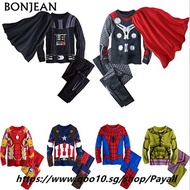 2019 Spring kids pajamas clothes for boys Hulk superhero Batman  Iron Man costume Spiderman children