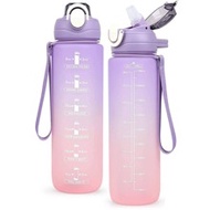 1pc 1000ml/33.82oz Gradient Water Bottle With A Graduated Reminder For Drinking, Convenient To Carry