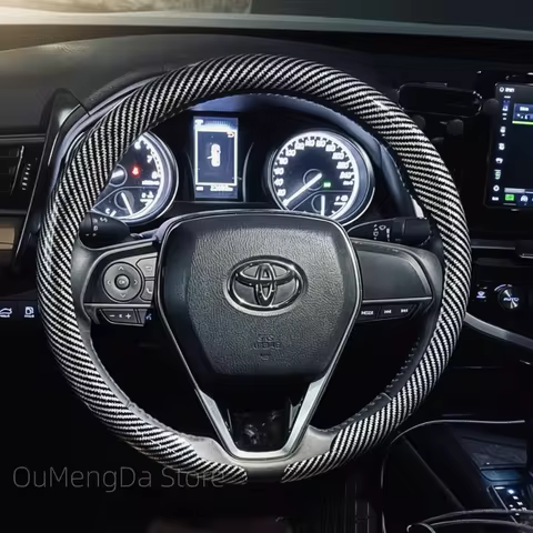 Carbon Fiber Leather Steering Wheel Cover for Toyota Rush Yaris Alphard Hiace Corolla Cross RAV4 Vio