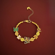 Women's New Chinese Style Golden Little Fat Fu Bracelet - Coiled Design for Good Luck and Wealth, Co