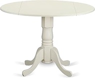 East West Furniture DLT-WHI-TP Dublin Modern Kitchen Table - a Round Dining Table Top with Dropleaf