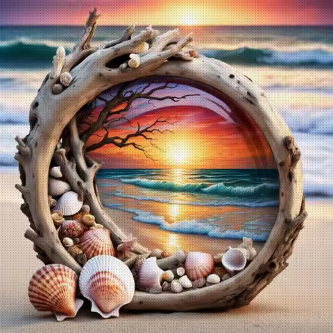1PC 30X30cm/11.8X11.8inch, sea view, 11CT/14CT print cross stitch DIY kit, adult beginner's relaxed 