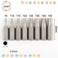 YEWW 1pc Torx Bits, 1/4 Inch Hex Shank 25mm Length Screw Driver Bit, S2 Alloy Steel T6-T40 6 Point S